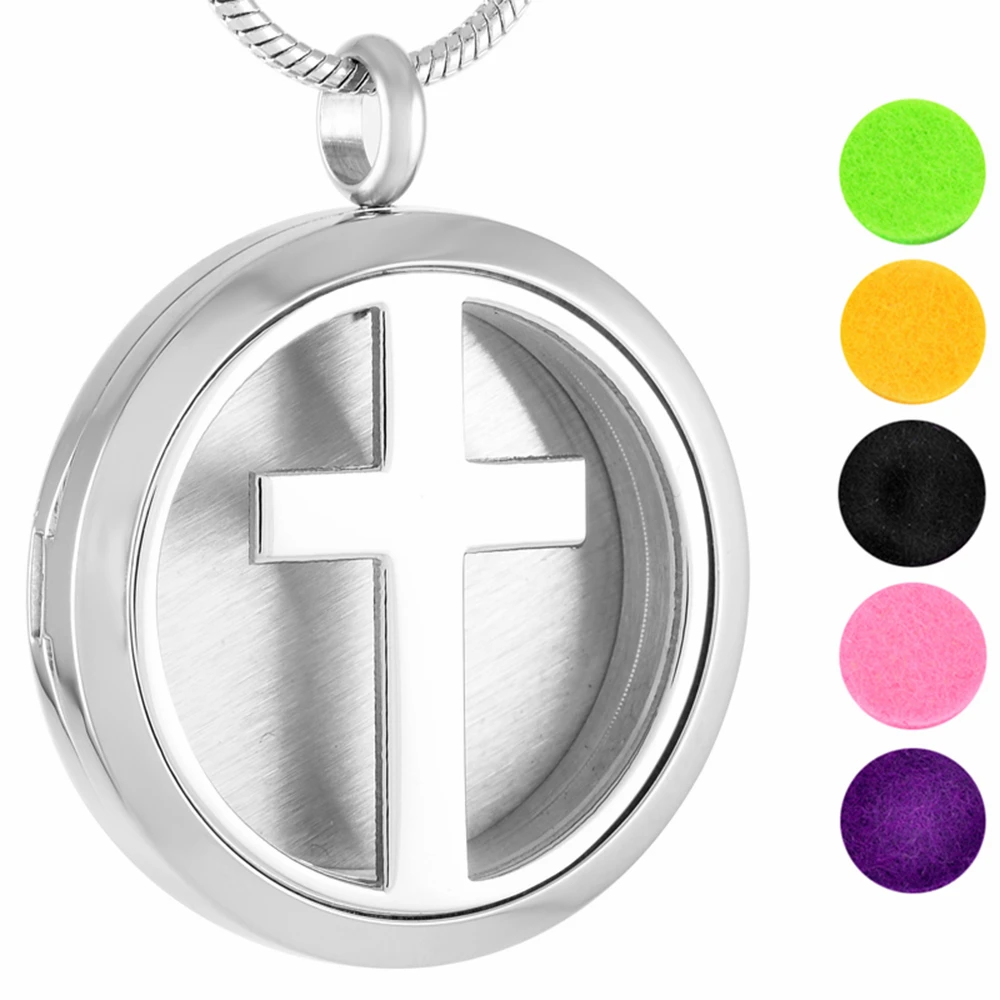 

MJP0002 Stainless Steel Aromatherapy Perfume Essential Oil Fragrance Diffuser Necklace Cross Locket Pendant