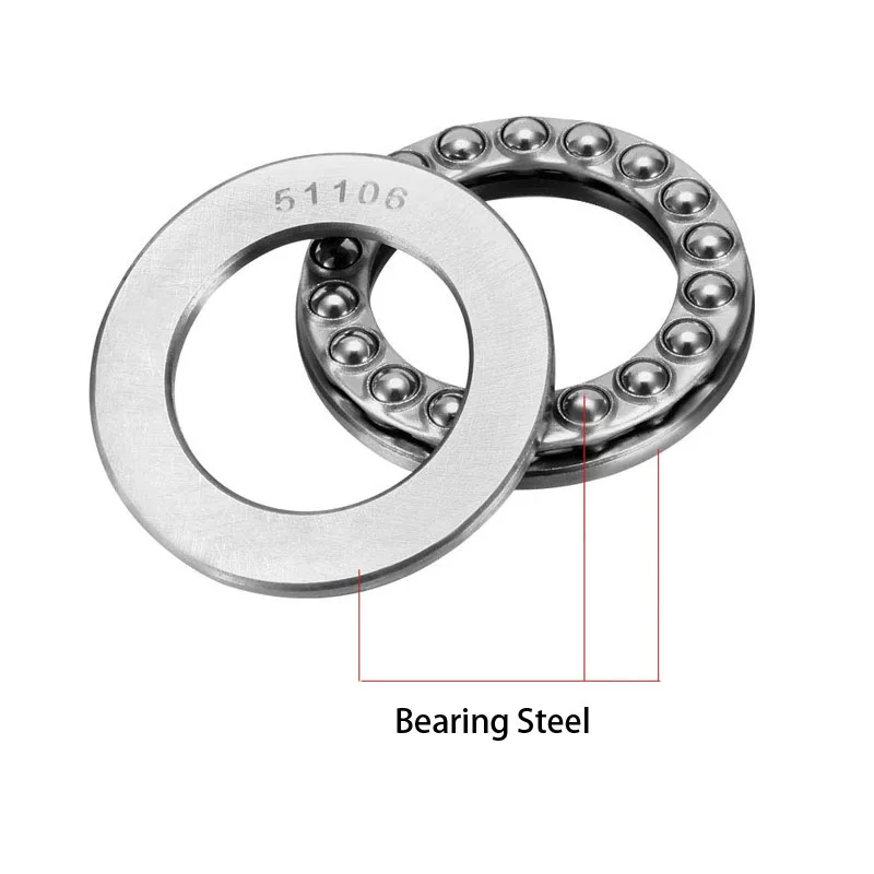 51106 Single Direction Thrust Ball Bearings 30mm x 47mm x 11mm Bearing Steel (Pack of 5)