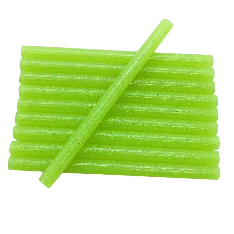 10pcs Colourful 7mm Green Glitter Hot Melt Glue Sticks For Glue Gun Craft Phone Case Album Repair Accessories Adhesive 7mm Stick