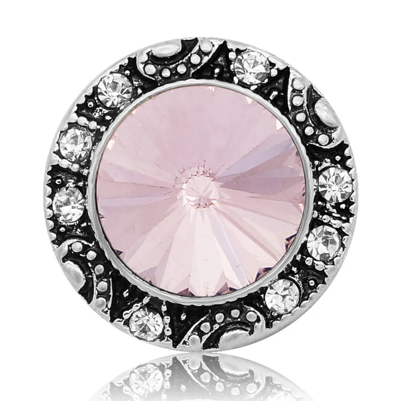 New KZ3137 Charming colorful Round rhinestone crystal 20MM snap buttons fit snap bracelet jewelry wholesale