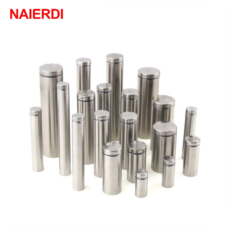 10PCS NAIERDI Glass Fasteners 12mm Stainless Steel Acrylic Advertisement Standoffs Pin Nails Billboard Fixing Screws Hardware