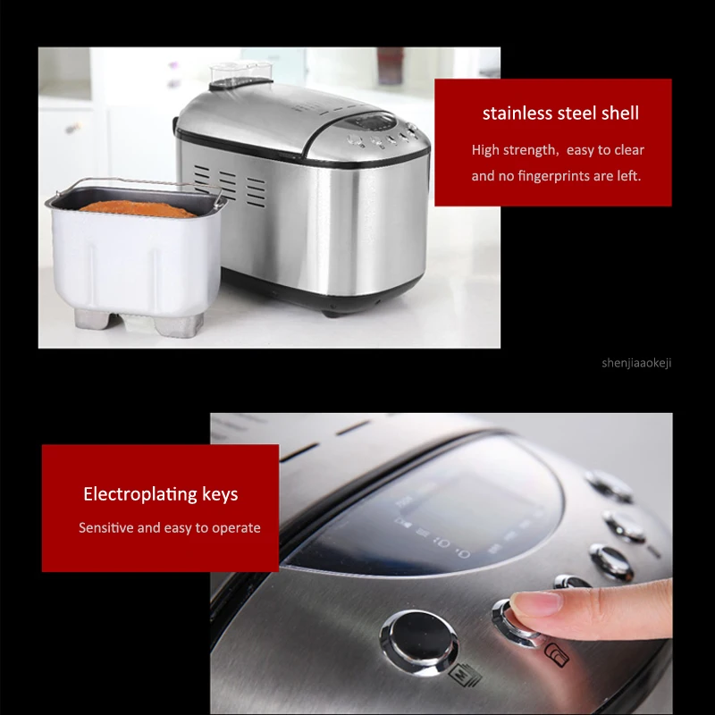 المنزل التلقائي ماكينة الخبز ذكي مزدوج التدفئة أنبوب سعة كبيرة العجن العجين الإفطار آلة الخبز المحمصة 220 فولت