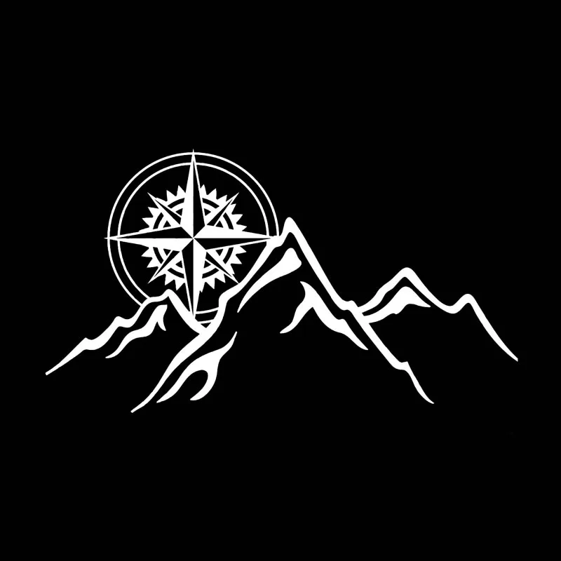 16 * 9CM Compass Mountain Shaped Window Bumper Motorcycle Helmet Accessories Decoration Novel JDM Vinyl Sticker