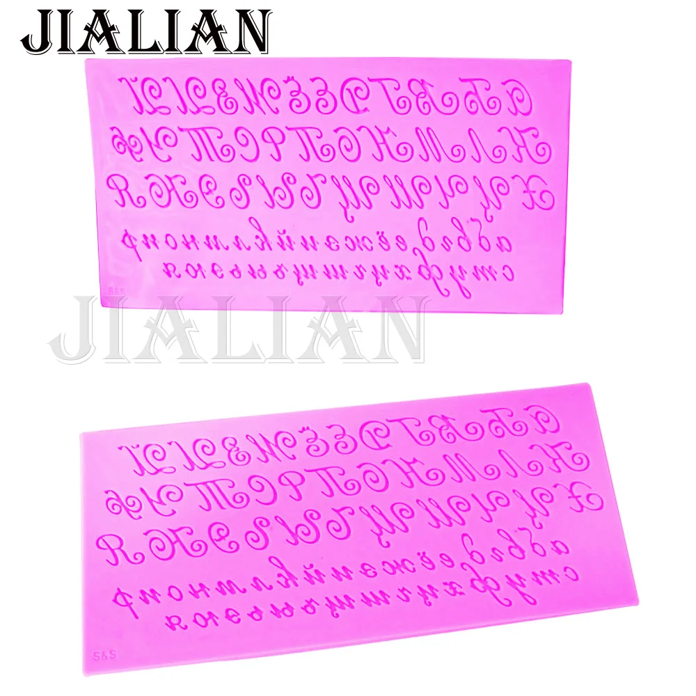 Russian Handwriting Alphabets Script Letters Silicone  Moulds Fondant Cake Decorating Tools Gumpaste Chocolate Candy Molds T0974