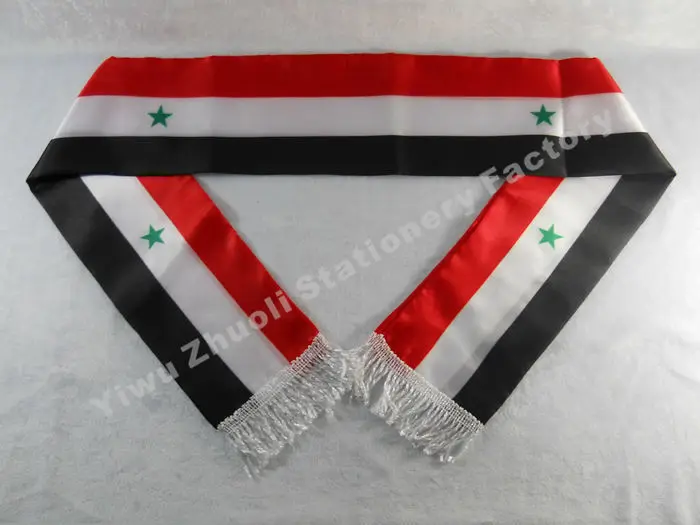 Factory Supply Stock Scarf Printing Satin Syria Flag Scarf  120X12CM Scarves Free Shipping