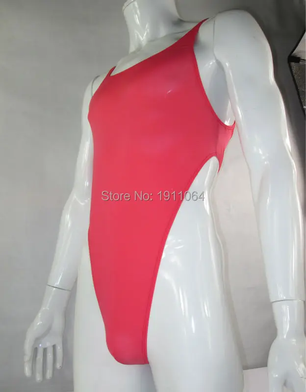 Mens G5282 Thong Bodysuit Stretchy High Cut Deep V-neck Thin Nylon Spandex