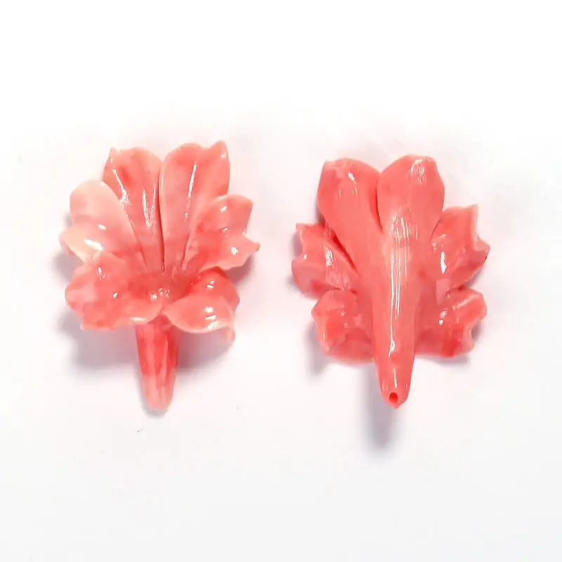 Beads for Jewelry Making Pink Conch Shell Carved Flowers Earring Beads  For DIY Jewelry Findings 33x25x9mm 5.2g