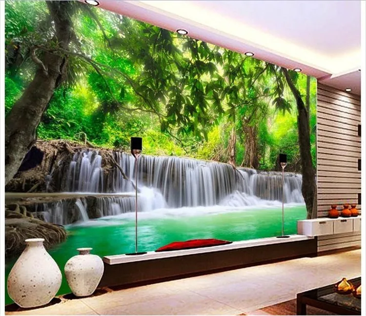 

Customized 3d photo wallpaper 3d wall murals wallpaper jungle river waterfall adornment picture 3d living room wallpaper