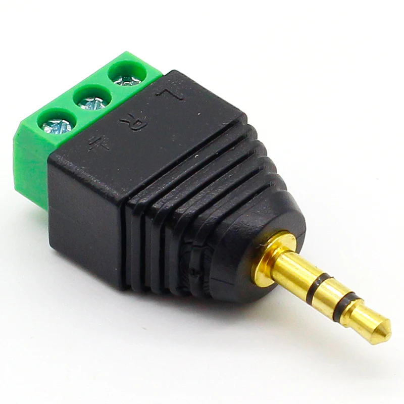 3pcs 3.5mm 3ploe 1/8 Inch Stereo Male Plug to AV Screw Video Balun Terminal Jack 3.5 mm Male 3 pin Terminal Block Plug Connector view 3