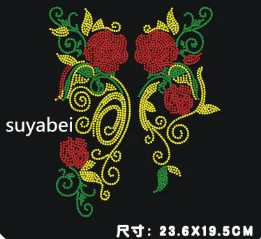 

2pc/lot Flower patches iron on crystal transfers design hot fix rhinestone motif strass iron