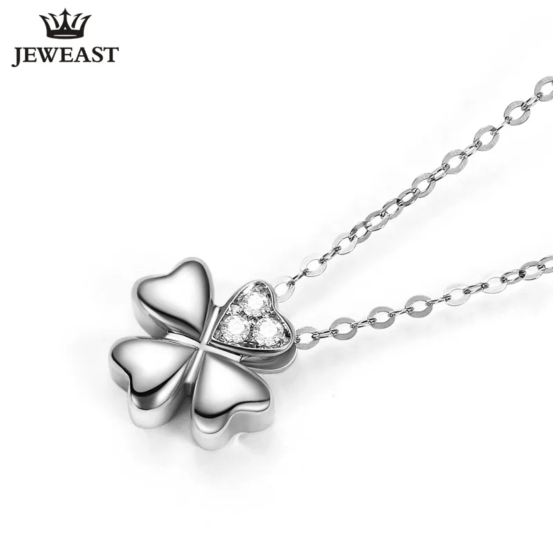 18k Gold Diamond Necklace Pendant Female Women Girl Miss Gift Chain Charm Clover Trendy Party Rose White Yellow drop shipping