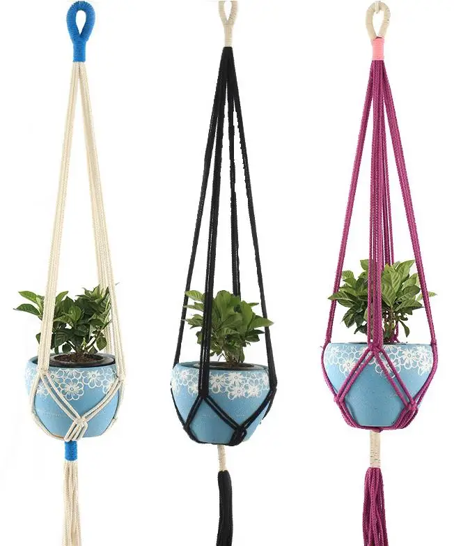 Macrame Plant Hangers Indoor Outdoor Hanging Planter Basket Jute Rope Flowerpot Garden Tools Home Decor white purple black