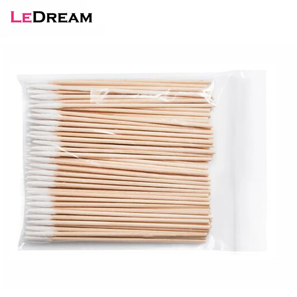 High Quality 1 Bag 100pcs Wooden Cotton Stick Swabs Buds For Cleaning The Ears Eyebrow Lips Eyeline Tattoo Makeup Cosmetics