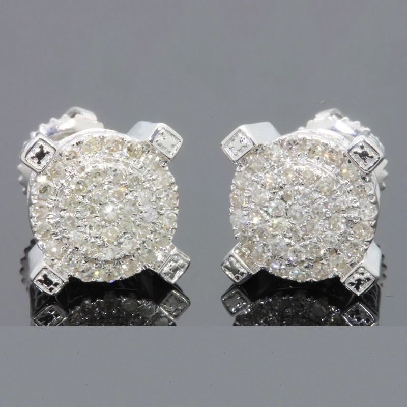 2023 New Round Circle Stud Earring Gorgeous Paved Austrian Cubic Zirconia Ear Studs Women Men Jewelry