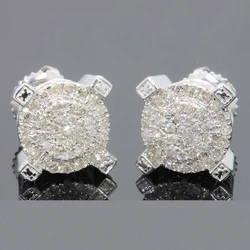 2023 New Round Circle Stud Earring Gorgeous Paved Austrian Cubic Zirconia Ear Studs Women Men Jewelry