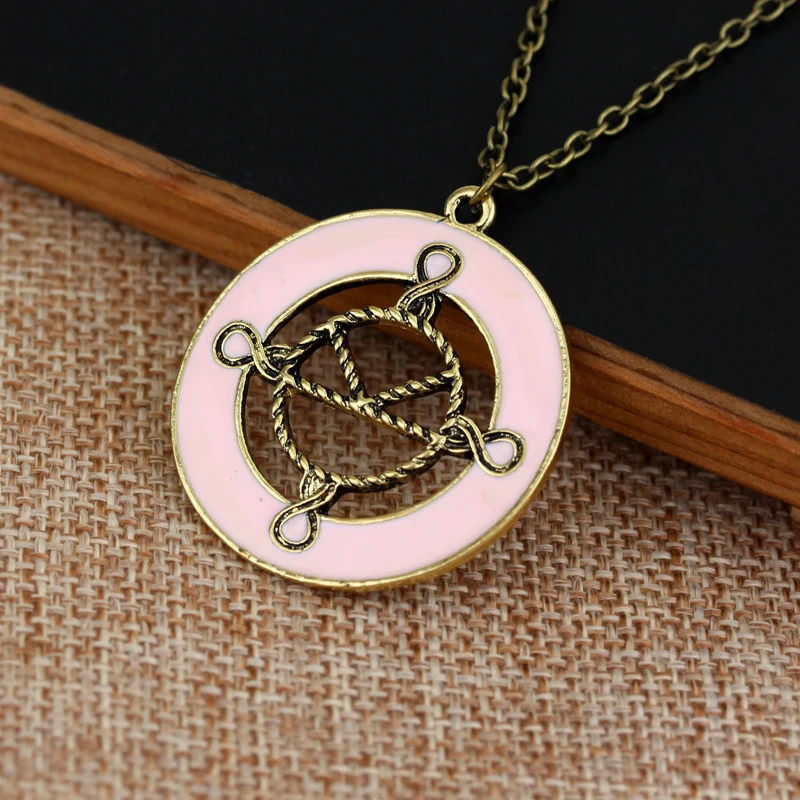 dongsheng jewelry Kingsman Necklace Charm Pink Enamel The Secret Service Pendant Necklace For Women Fashion Accessories