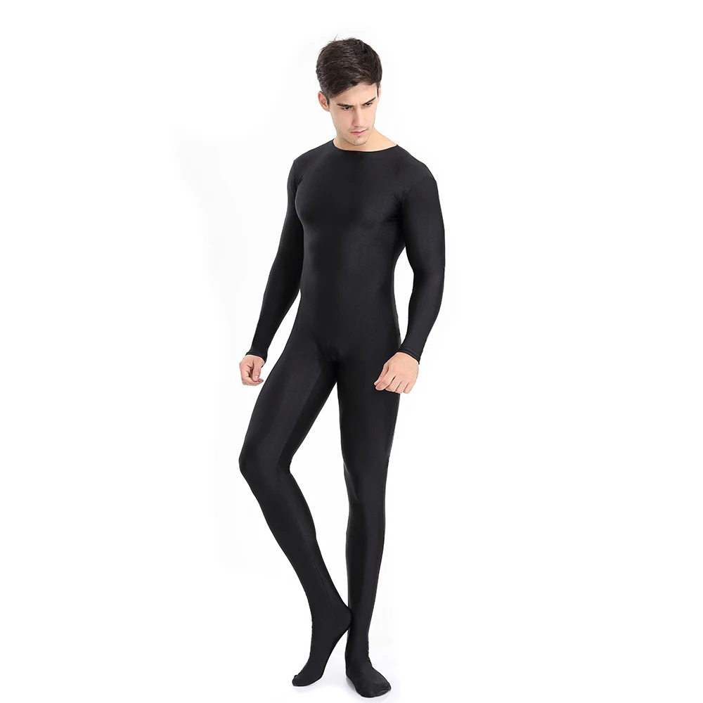 SPEERISE Halloween Full Body Zentai Black  Spandex Footed Skinny Tight Jumpsuits for Women Unitards Man Cosplay Costumes