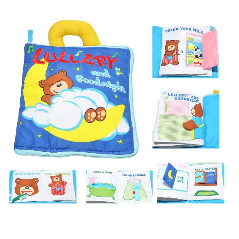 JJOVCE Baby Book Cloth Baby Fabric Books English Educational Infant Rustling Toys Learning Toys Animals Zoo for Bedtime Story