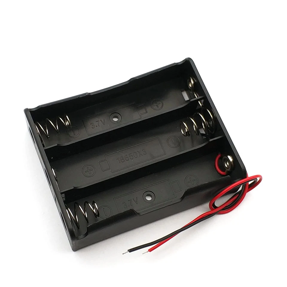 Plastic 3 Way 18650 Battery Storage Case Box Holder for 3x 18650 Batteries with Wire Leads