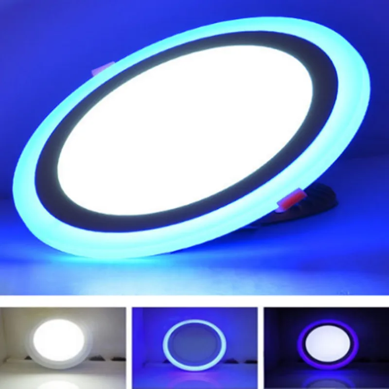 6W 12W 16W 24W led Ceiling Recessed panel Light Painel lamp decoration round square Led Panel Downlight Blue+White 2 color