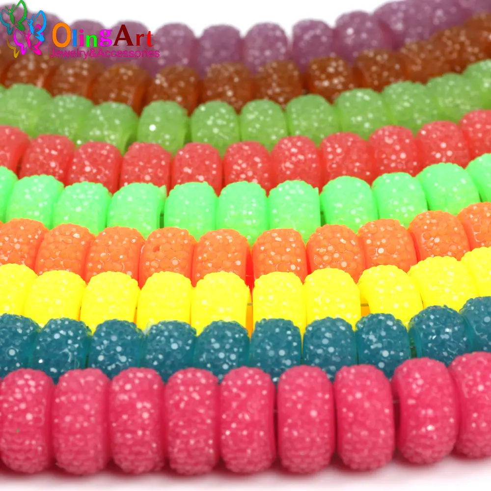 OlingArt 6*12mm 50PCS Goody Beads Mixed Color Acrylic Large Hole Beads Environmental Protection Beaded DIY Jewelry Making