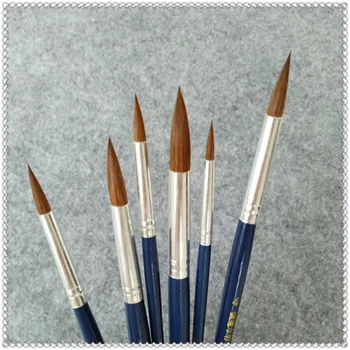 ブティックチップラウンド 6 ピース/スーツイタチ毛ガッシュペイントブラシオイルペイントブラシ水彩ブラシアーティストアートブラシ画材