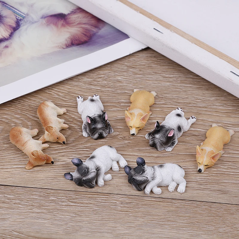 1pc Japanese Landscape Miniatures Statuette Decoration Kawaii Resin Corgi Dog Toy Sleepy Series Miniature Figurines Kid Gift DIY