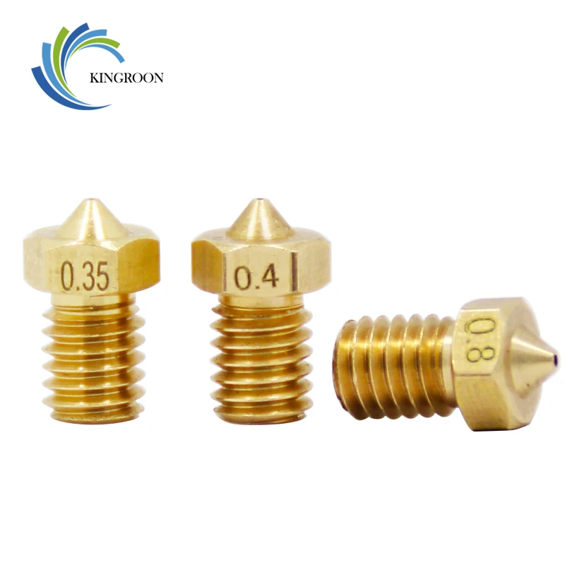 5pcs/lot V5 V6 Nozzle 0.2 0.25 0.3mm 0.35 0.4mm 0.5 0.6 0.8 1.0 Part Copper 1.75mm Filament M6 Threaded Brass 3D Printers Parts