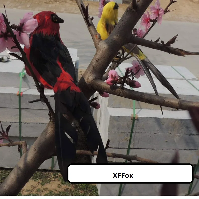 22cm Cute Simulation Bird Model Red & Black Foam Feather Real Life Bird Gift Foam&Feather Craft