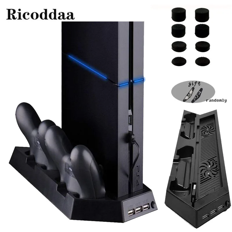 

For PS4 Dual Charger Vertical Controller Dock Station Charging Bracket Stand+Cooling Fan+USB Power HUB For Playstation4 PS4