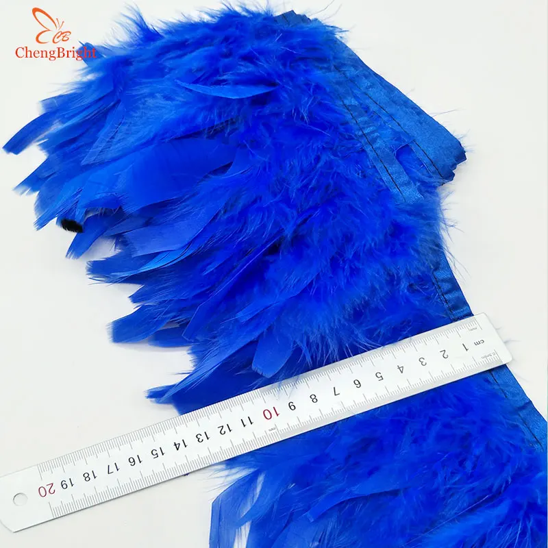 ChengBright 1Yards Turkey Feather Pruning Cloth Sideband Diy Festive Stage Performance  Craft Feathers Trim Feather Trim Fringe