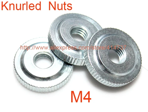 

100pcs/lot High Quality M4 Steel With Znic Flat Head Knurled Hand Nuts