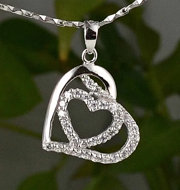 

Guarantee Plain 925 Sterling Silver Jewelry, CZ, cubic Heart pendant 26mm, 2g, PE34951