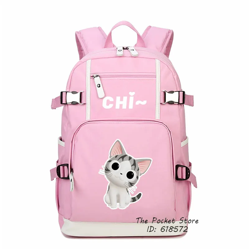 Kawaii Cat Women Backpack Chi\'s Sweet Home Cute Backpack Chi Cat Canvas School Bags Mochila Feminina Pink Travel Bagpack