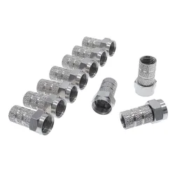 10 Pcs F connector 75-5 F type coaxial cable connector plugs brass materials singnal line connectors