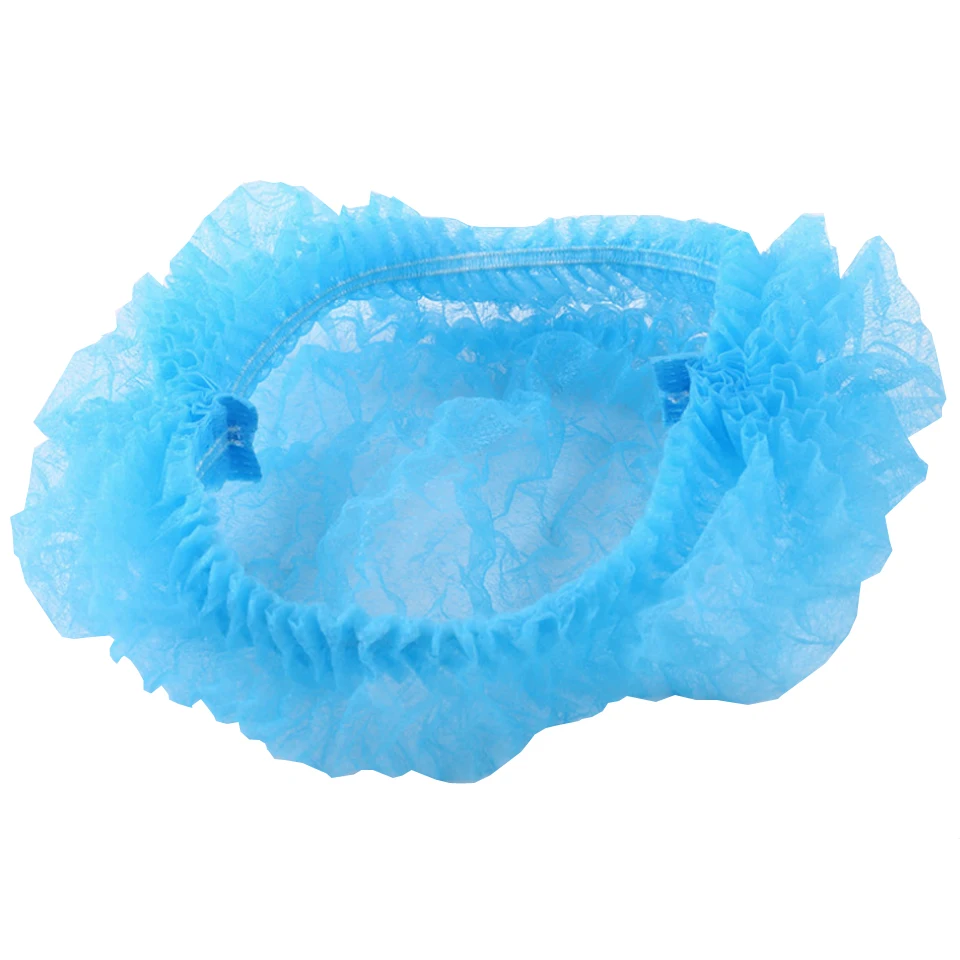 100pcs Disposable Blue Pleated Elastic Mesh Shape Non-woven Sterile Anti Dust Tattoo Hats Caps Hairnet For Semi-permanent Makeup