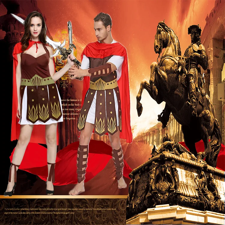 Halloween Purim Adult Ancient Roman Greek Warrior Gladiator Costume Julius Caesar Costumes Cosplay for Men Women Couple