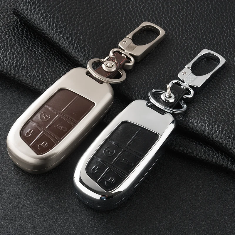 Zinc Alloy Car Key Remote Cover Case for Jeep Grand Cherokee SRT Renegade Wrangler JK Compass 2017 Patriot for Fiat Dodge