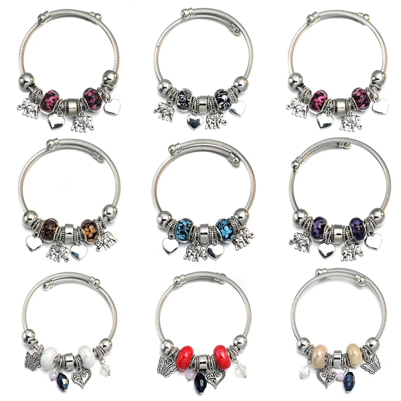 Liebe Elefant Perlen Armband Schmuck 6 Farbe verstellbare Charm Armband Armreifen romantische Accessoires Geschenk Mode Frauen Schmuck