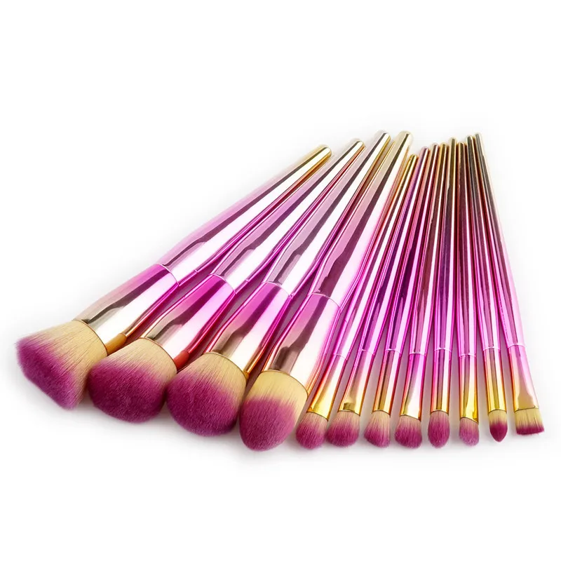 10Sets/Lot  Makeup Brushes Set Eyeshadow Eyeliner Concealer Blusher Contour Foundation Powder Cosmetic Set 12Pcs/set