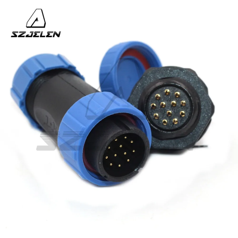 SP21  Plug 12pin Socket LED Waterproof Power Cable IP68 Connector  5A