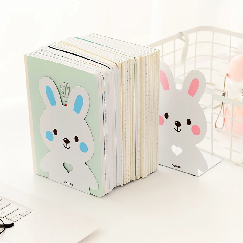 2 pcs/lset Creative animal bunny metal book stand student Gift cute Cartoon rabbit bookends baffle simple School office Supplies