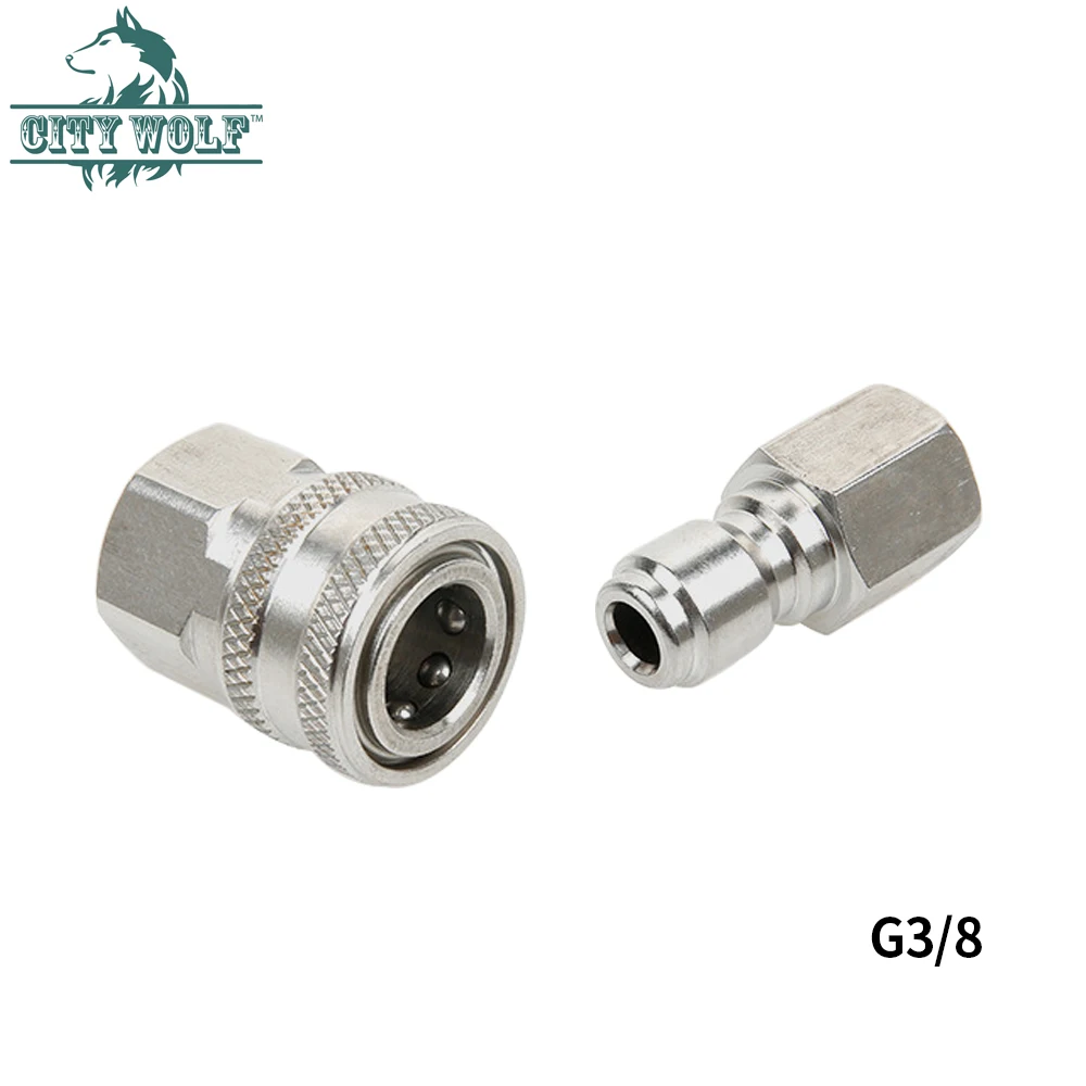 High Pressure Washer G3/8  Stainless Steel Adaptor Quick Released Male and Female Connector Set Car Washer Gun Accessories