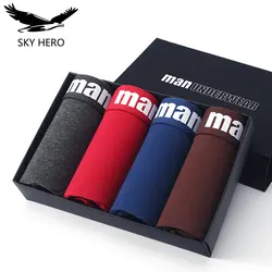 4pcs/Lot Mens Underwear Cotton Boxers Cuecas Man Underpants for Male Calzoncillos Hombre Panties Shorts Bottoms Slip Homme