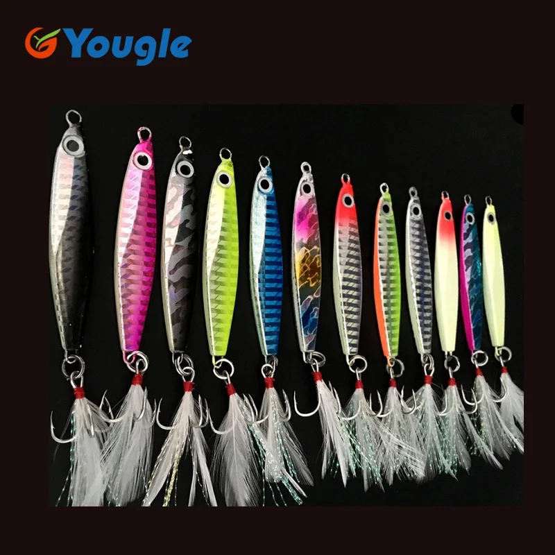 

Yougle 10PCS 22G Jigging Lure Pesca Metal Sequins Lures Bait Jigs Saltwater Road Sub lure fishing Sizzling bait FISHING HOOK