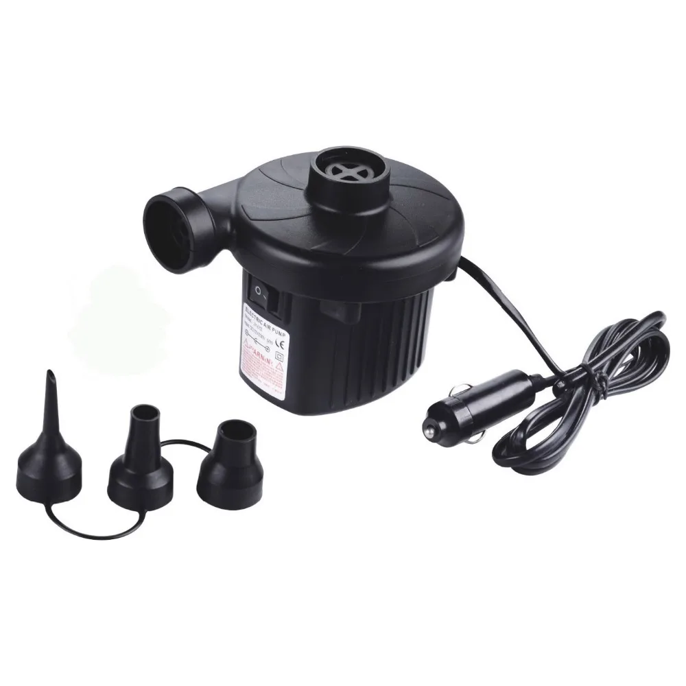 Electric Air Pump, Quick-Fill Inflator with 3 Nozzles, Inflatable Couch, Pool Floats, Boats, Swimming, DC 12V, AC 110V-220V