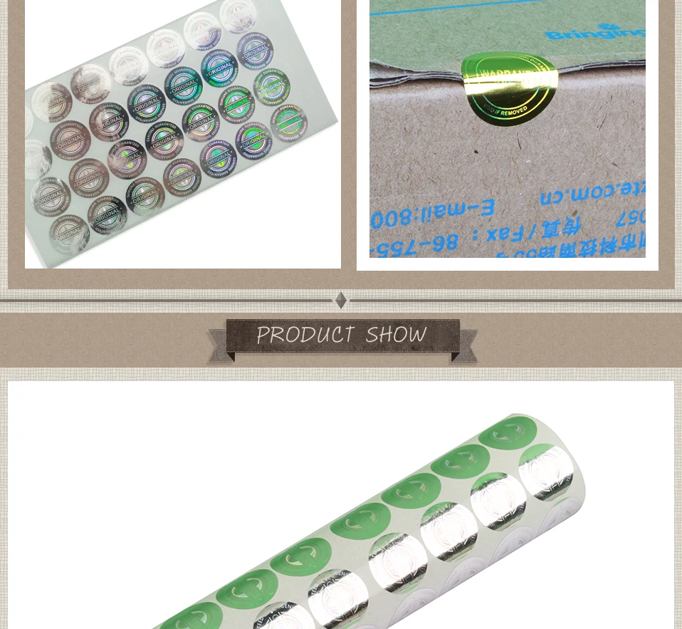 Lager hologramm aufkleber 20mm runde holographische aufkleber verlassen NICHTIG nach schälen einweg original warnen aufkleber 2000 stücke lot – Detail 11