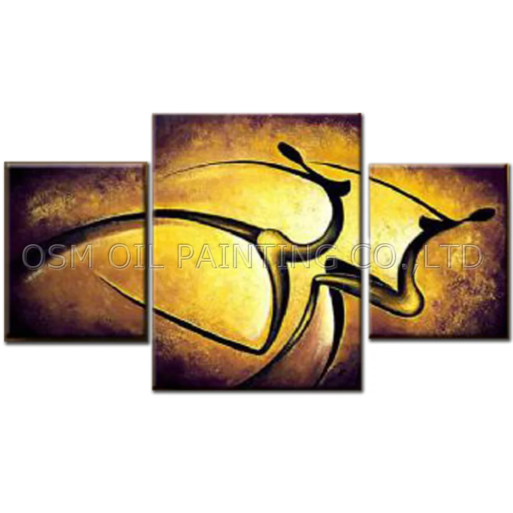 

High Skills Artist Handmade High Quality Modern Abstract Portrait Oil Painting on Canvas Beautiful Golden Colors Wall Painting