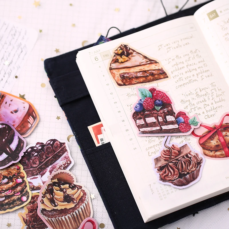 21pcs/pack Cute Handbook Food Sticker Watercolor Handbook Decoration Literature And Art Small Fresh Material Love, Chocolate