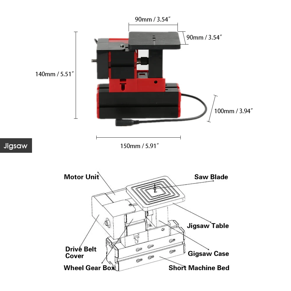 Mini لتقوم بها بنفسك 6 في 1 متعددة الوظائف بمحركات محول بانوراما طاحونة الحفر البلاستيك مخرطة معدنية مخرطة الخشب ماكينة نشر